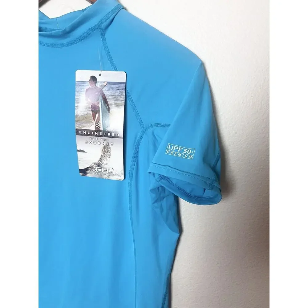 XCEL Rash Guard  Girls Sz 14 Blue Turquoise UPF 50 Premium Swim Shirt
